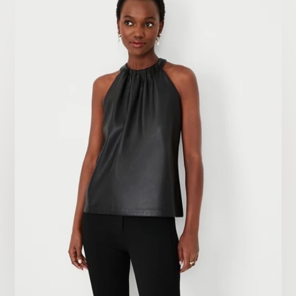 Ann Taylor Faux Leather Halter Top 598710
